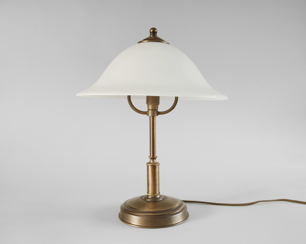 art deco tafellamp opaline kap messing brass table desk lamp