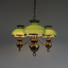 Kroonluchter olielampen met groene opaline brass chandelier green