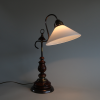 brass and wooden table lamp with a white opaline lamp shade European vintage lamps