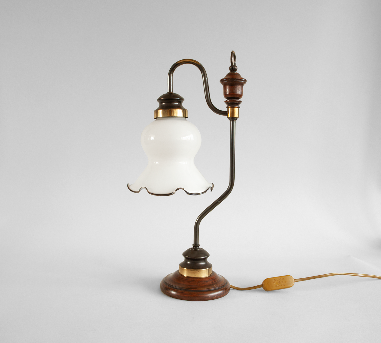 antique brass table lamp with glass shade