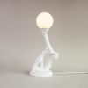 ceramic lady lamp table lamp with opaline lamp shade art deco woman - Keramieken vrouw met opaline bollamp