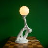 ceramic lady lamp table lamp with opaline lamp shade art deco woman - Keramieken vrouw met opaline bollamp