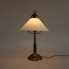 Art deco table lamp with white opaline shade