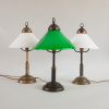brass table lamp with opaline lampshade art deco