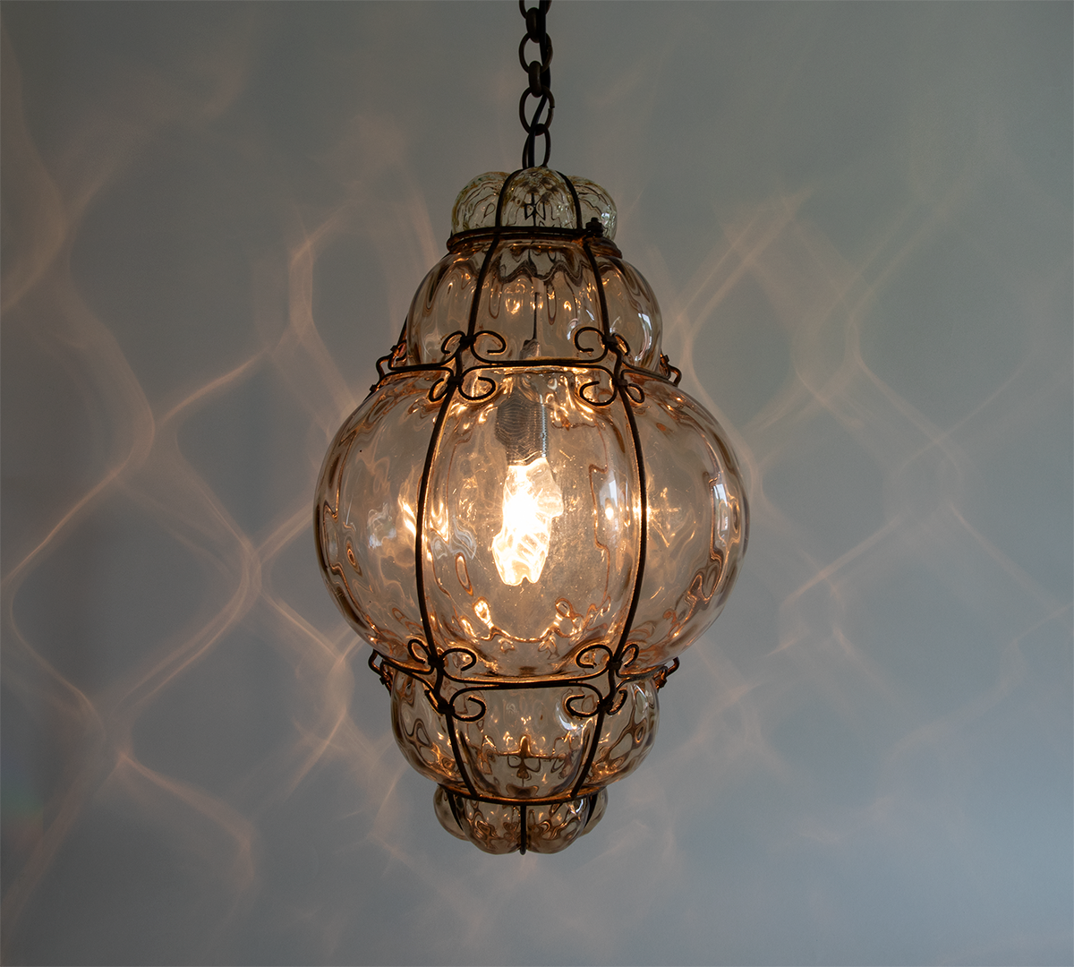 Seguso Murano caged glass pendant light beige - Art and Lighting