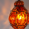 Venetian caged glass pendant light orange murano Italian