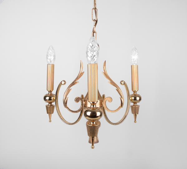 Sciolari chandelier gold plated 3 arms 1960 italy italian golden design lamp