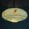 Green marble opaline bowl lamp art deco ceiling light marbled france 1930s