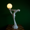 Ceramic woman lamp white is made in Europe in the 1970s art deco