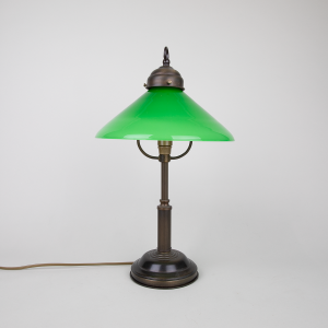 Green opaline table lamp Art Deco 1930s