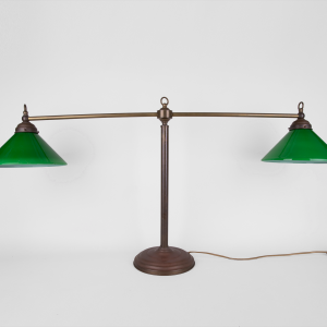 Large double green opaline lampshade table lamp art deco light