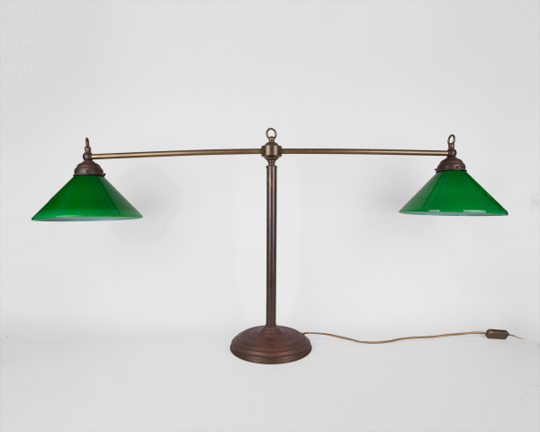 Large double green opaline lampshade table lamp art deco light