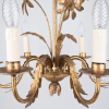 Large gilt flower chandelier from France mid century gilded gold lamp