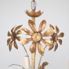 Large gilt flower chandelier from France mid century gilded gold lamp