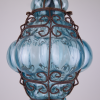 Blue Venetian pendant light caged glass from Murano chandelier 1960 venice italy