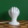 Ceramic magic hand lamp with opaline globe wall or table lamp ceramic sculpture left hand
