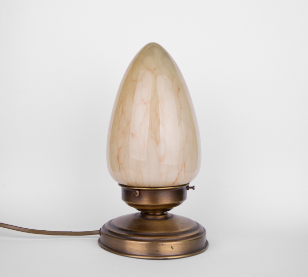 Marble glass cone table lamp art deco