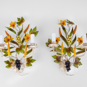 Italian wall sconces with flowers and grapes floral florantine wall lamps