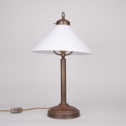 Brass table lamp with white opaline lampshade from France art deco