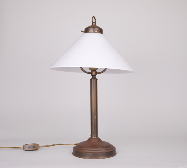 Brass Table Lamp With White Opaline Lampshade Art Deco And Lighting Brass Table Lamp With White Opaline, Art Deco Lamp Base White