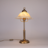 Art deco table lamp with beige marble opaline lampshade vintage antique lighting