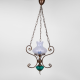 Brass chandelier with an opal glass lampshade - antique lighting - art nouveau