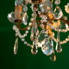 French chandelier with pink glass drops and crystals