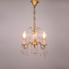 Brass chandelier with pink Murano glass drops vintage lighting italy