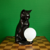 Ceramic cat lamp black art deco sculpture table lamp