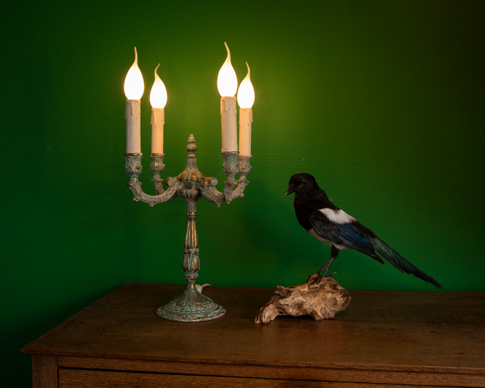 Antique candelabra lamp and magpie antiques brocante