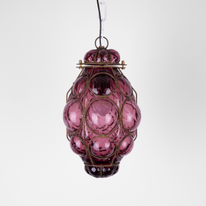 purple Seguso Murano caged glass pendant light venice italy design lighting