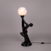 Black ceramic woman lamp with marble glass globe art deco lighting female sculpture