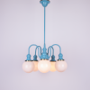Blue French chandelier with opaline glass globes art deco lighting bistro