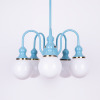 Blue French chandelier with opaline glass globes art deco lighting bistro