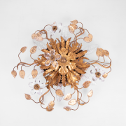 Banci Firenze gilt Florentine flush mount lamp with crystal flowers hollywood regency ceiling light
