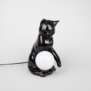 Black ceramic cat lamp