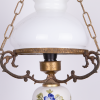 Pair of electric oil lamp with opaline glass and ceramics antique chandelier