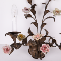 Italian floral wall sconces with porcelain roses design lamps from Italy