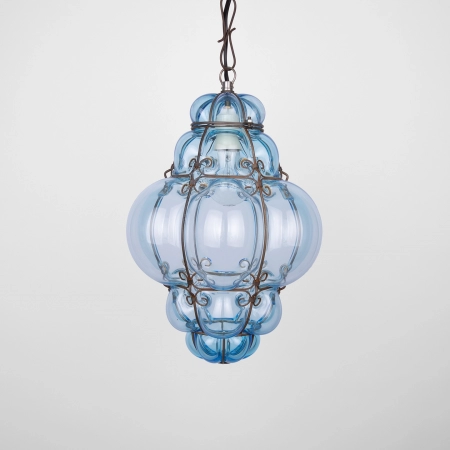 Venetian blue murano caged glass pendant light