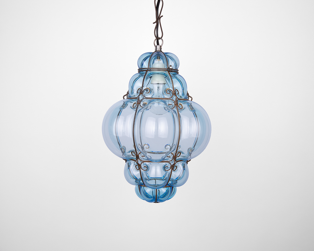 Large blue glass hot sale pendant light