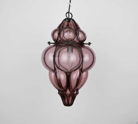 Venetian purple murano caged glass pendant light