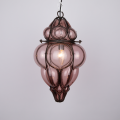 Large purple Venetian Murano caged glass pendant light rare shape Italian lamp lantern