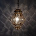 Yellow Amber Seguso Murano caged glass pendant light Italian lantern lamp
