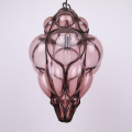 Large purple Venetian Murano caged glass pendant light rare shape Italian lamp lantern