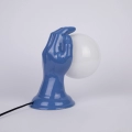blauwe keramieken wandlamp